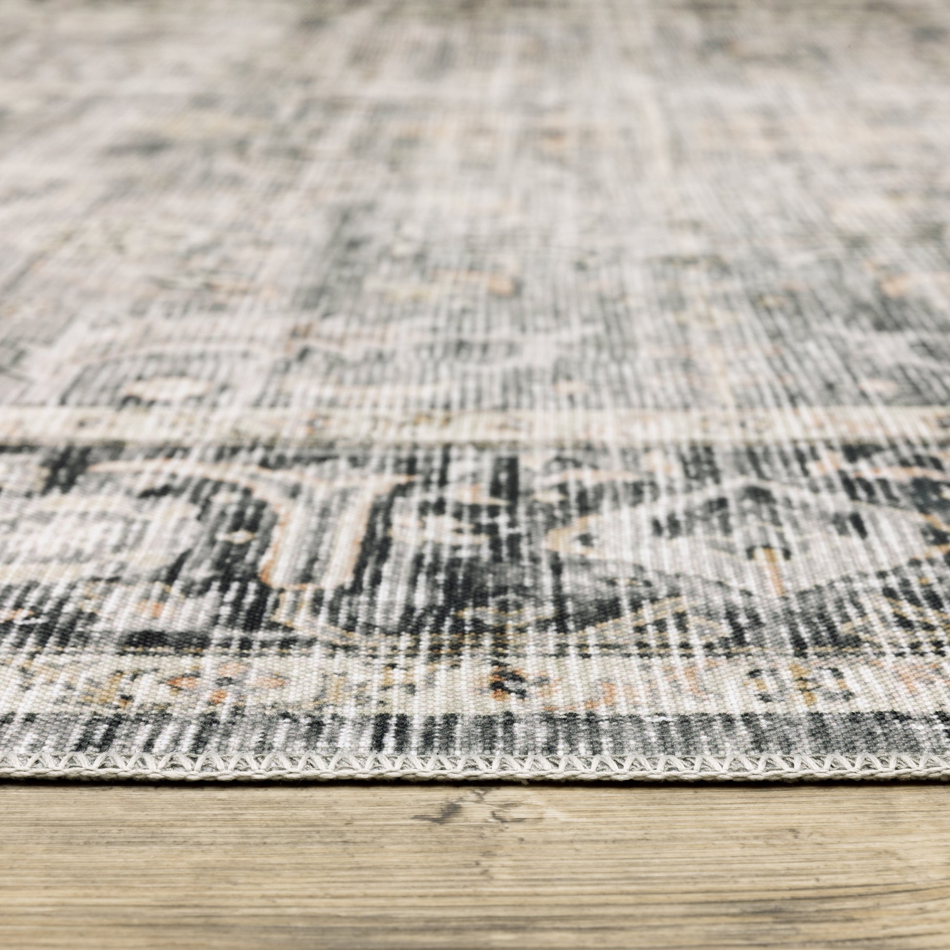 Charleston Distressed Charcoal/ Grey Oriental Flat Weave Rug