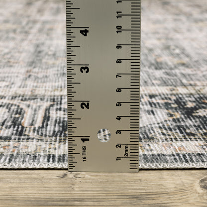 Charleston Distressed Charcoal/ Grey Oriental Flat Weave Rug