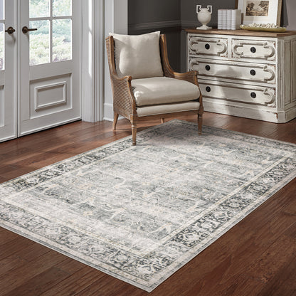Charleston Distressed Charcoal/ Grey Oriental Flat Weave Rug