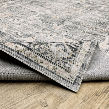 Charleston Distressed Charcoal/ Grey Oriental Flat Weave Rug
