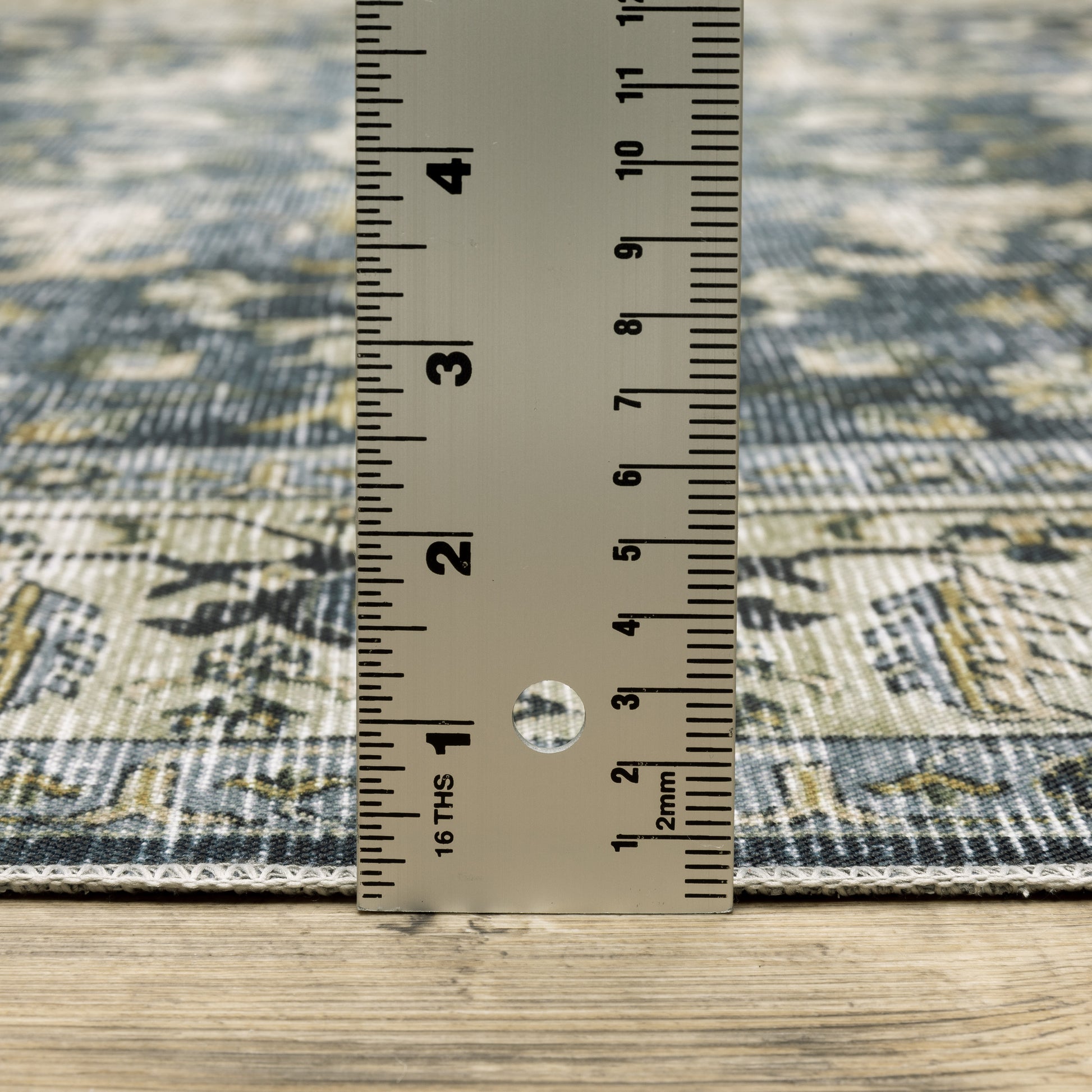 Charleston Distressed Blue/ Gold Oriental Flat Weave Rug