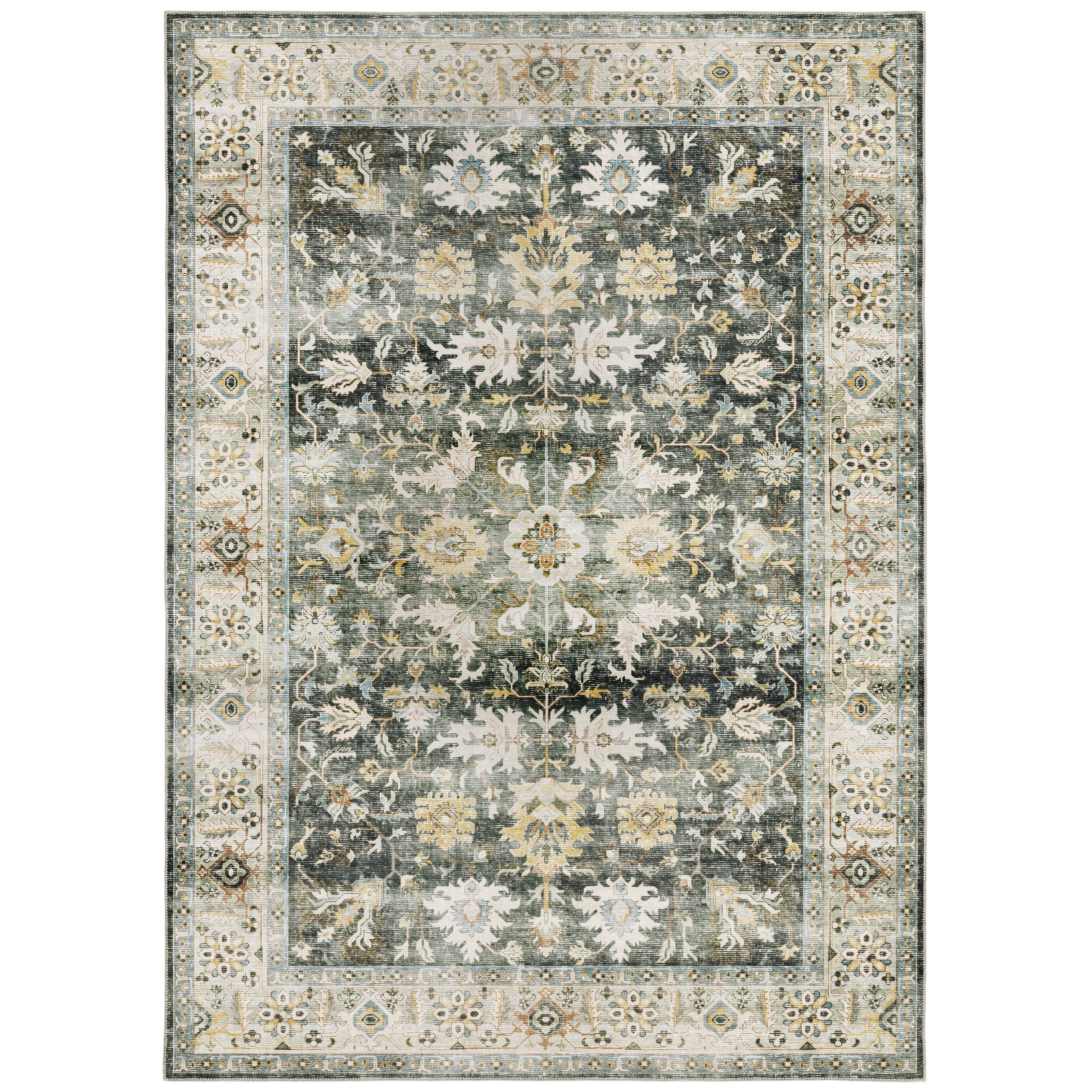 Charleston Distressed Charcoal/ Gold Rug