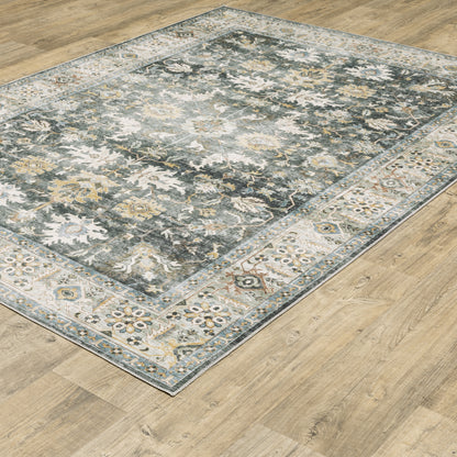 Charleston Distressed Charcoal/ Gold Oriental Flat Weave Rug