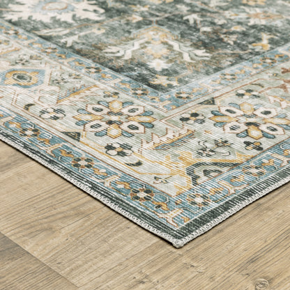 Charleston Distressed Charcoal/ Gold Oriental Flat Weave Rug