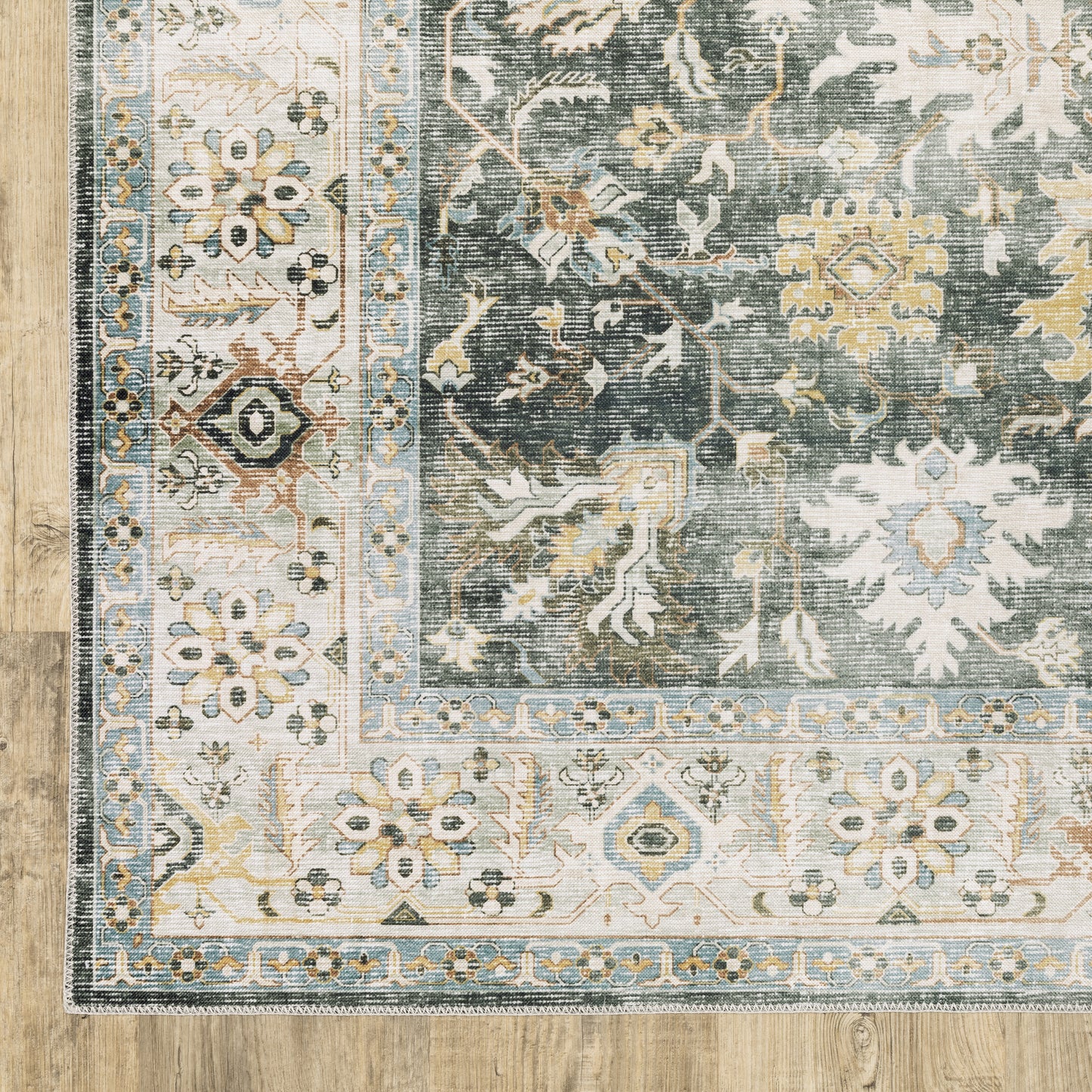 Charleston Distressed Charcoal/ Gold Oriental Flat Weave Rug