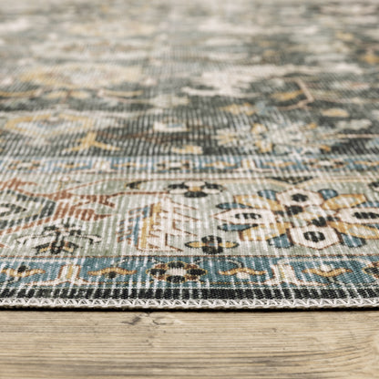 Charleston Distressed Charcoal/ Gold Oriental Flat Weave Rug