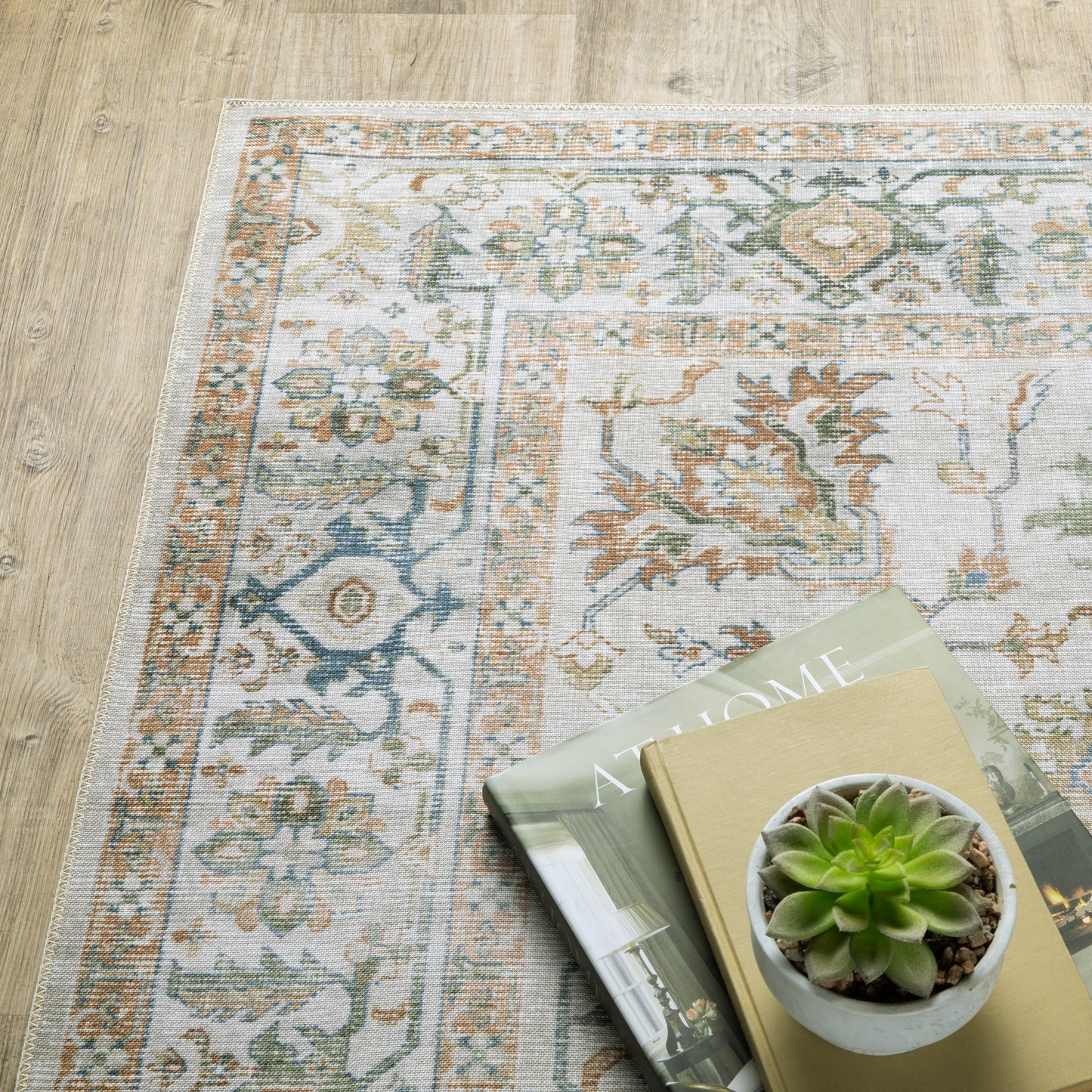 Charleston Distressed Ivory/ Multi Oriental Flat Weave Rug