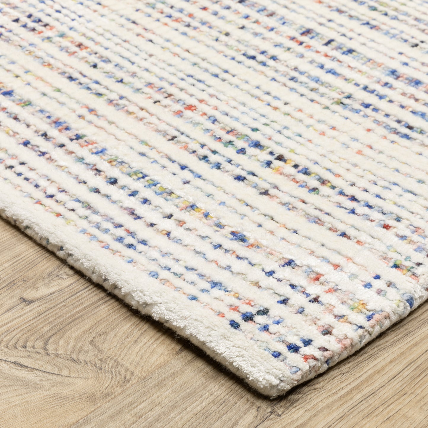 Circa Stripe Ivory/ Multi Mixed Pile Rug