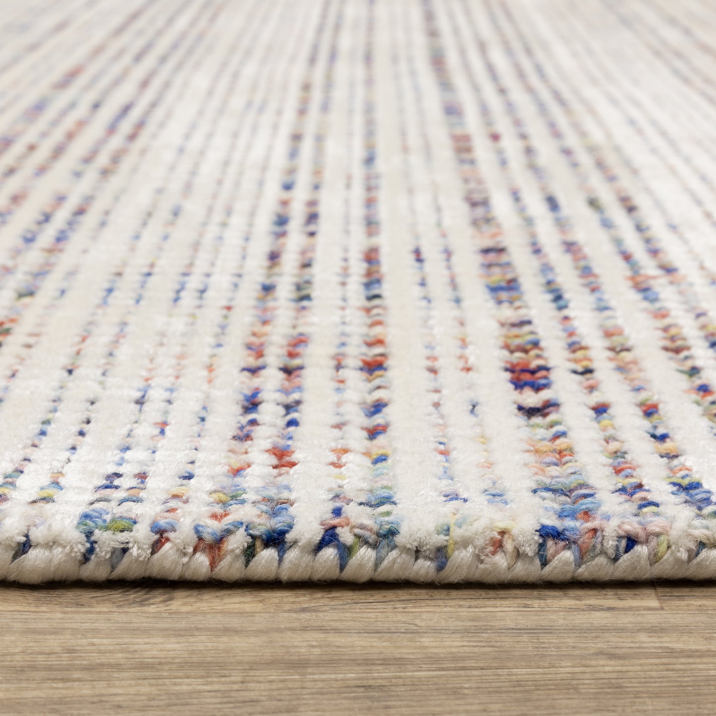 Circa Stripe Ivory/ Multi Mixed Pile Rug