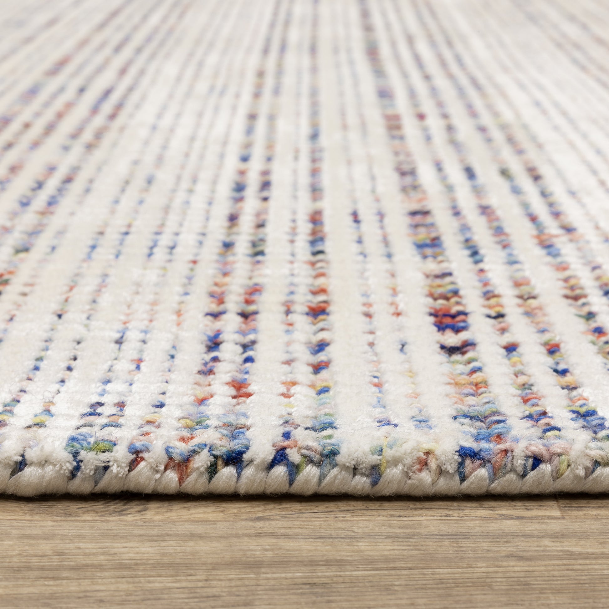 Circa Stripe Ivory/ Multi Mixed Pile Rug