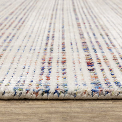 Circa Stripe Ivory/ Multi Mixed Pile Rug