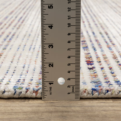 Circa Stripe Ivory/ Multi Mixed Pile Rug