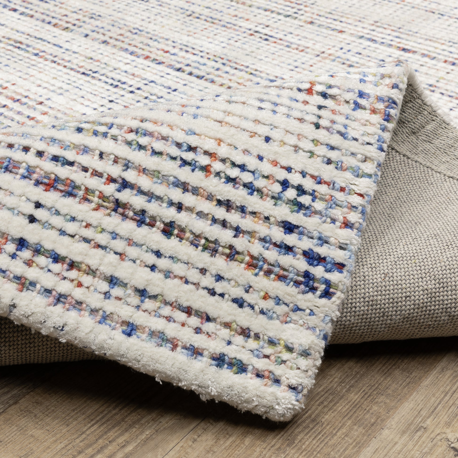 Circa Stripe Ivory/ Multi Mixed Pile Rug