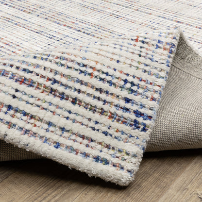 Circa Stripe Ivory/ Multi Mixed Pile Rug