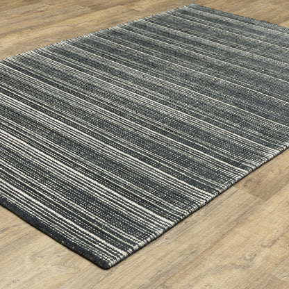 Circa Stripe Black/ Ivory Mixed Pile Rug