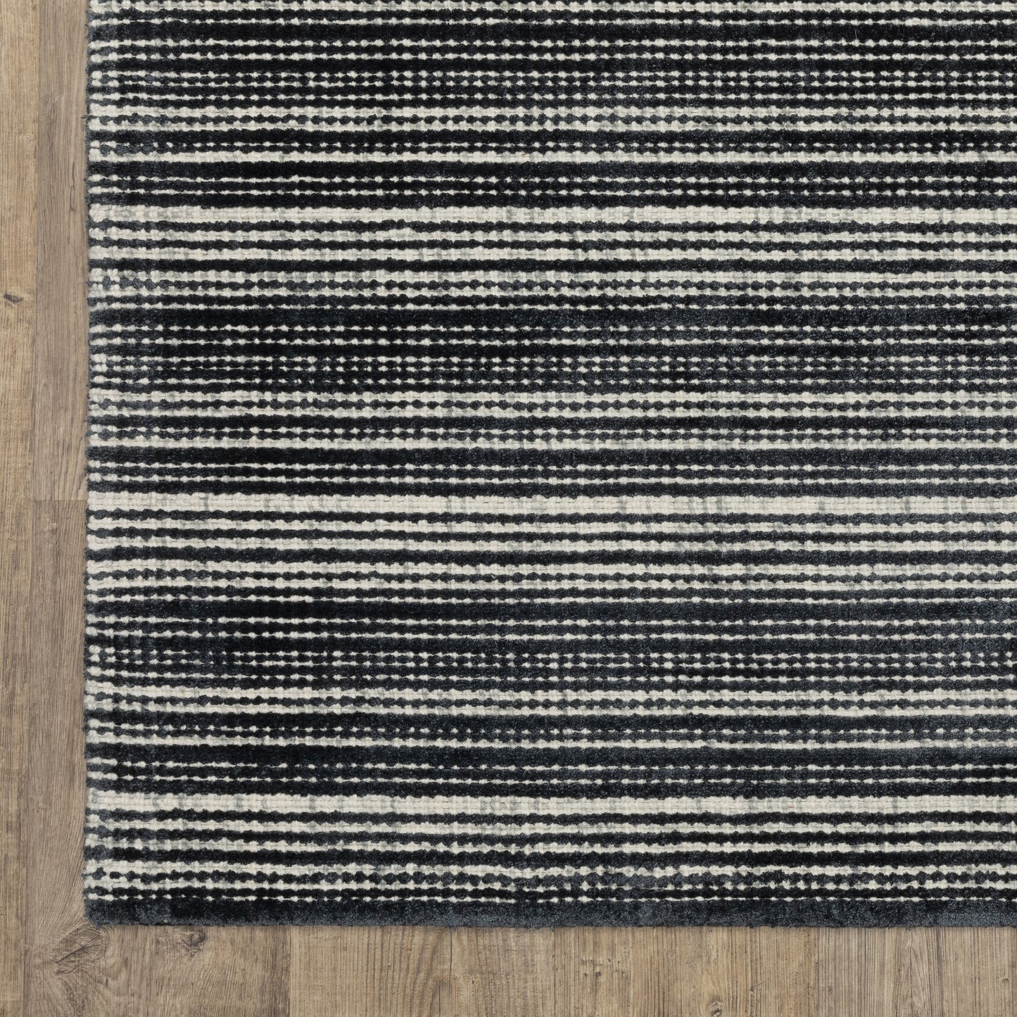 Circa Stripe Black/ Ivory Mixed Pile Rug