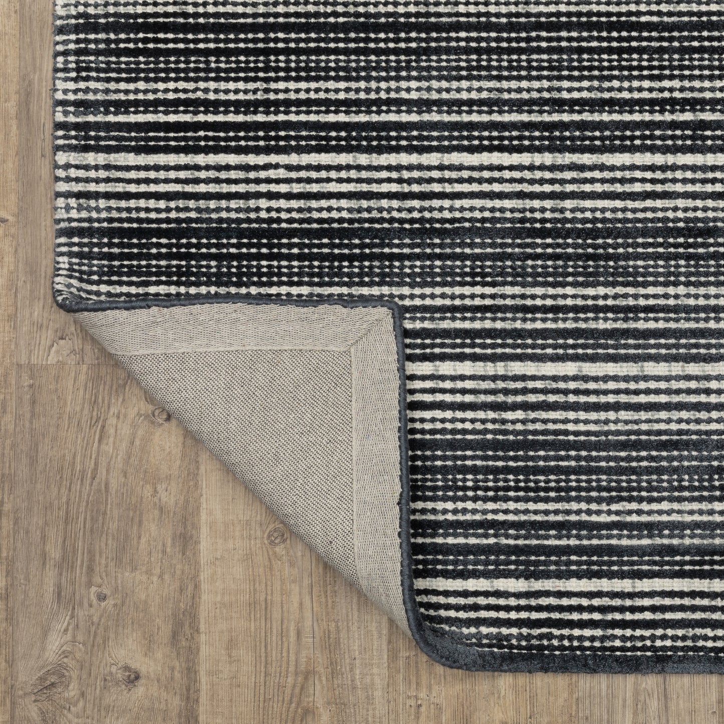 Circa Stripe Black/ Ivory Mixed Pile Rug