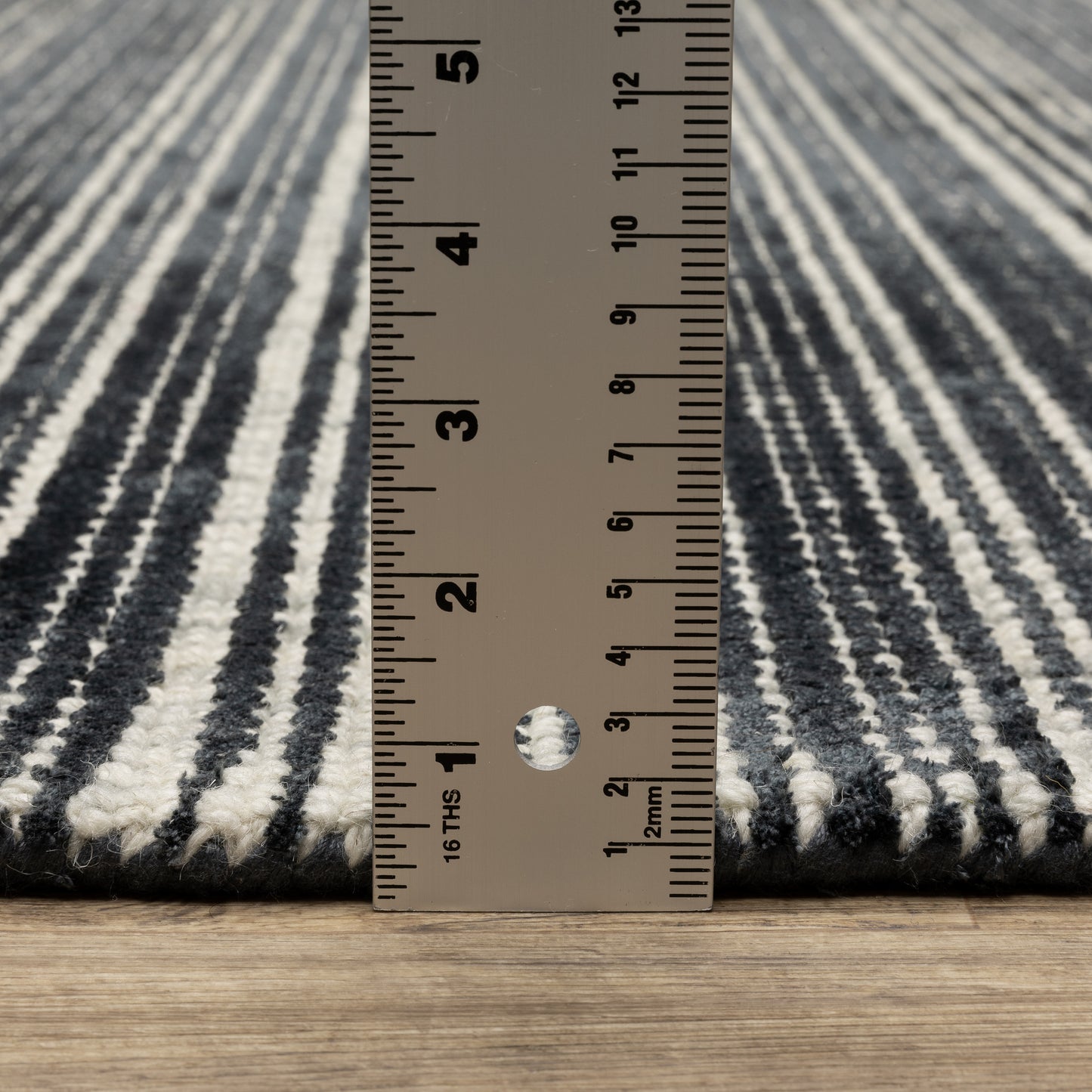 Circa Stripe Black/ Ivory Mixed Pile Rug