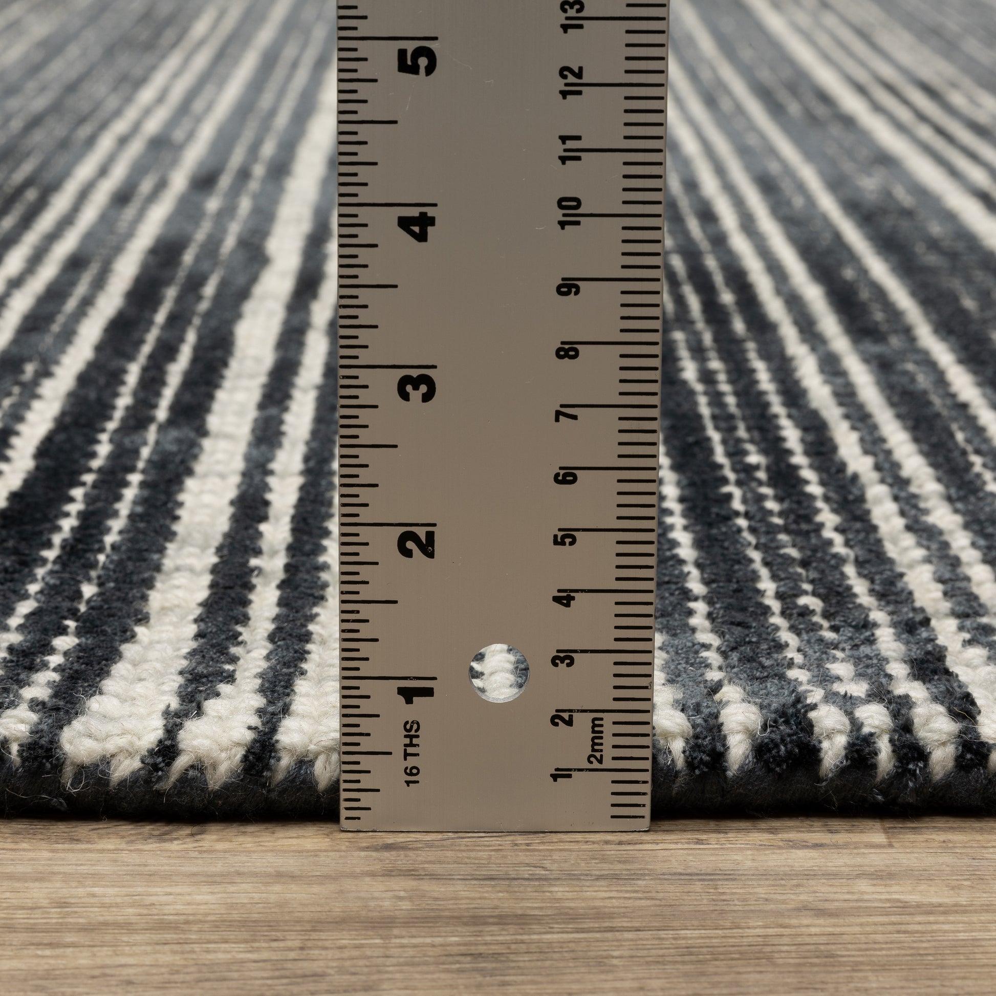 Circa Stripe Black/ Ivory Mixed Pile Rug