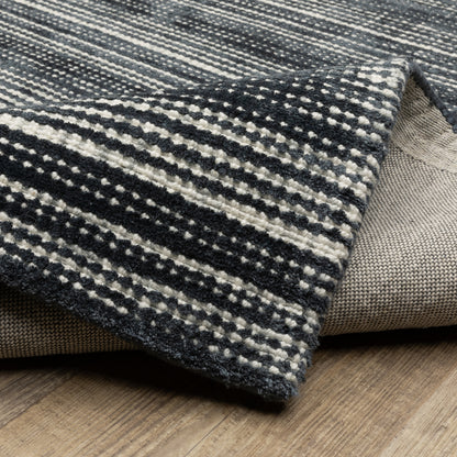 Circa Stripe Black/ Ivory Mixed Pile Rug