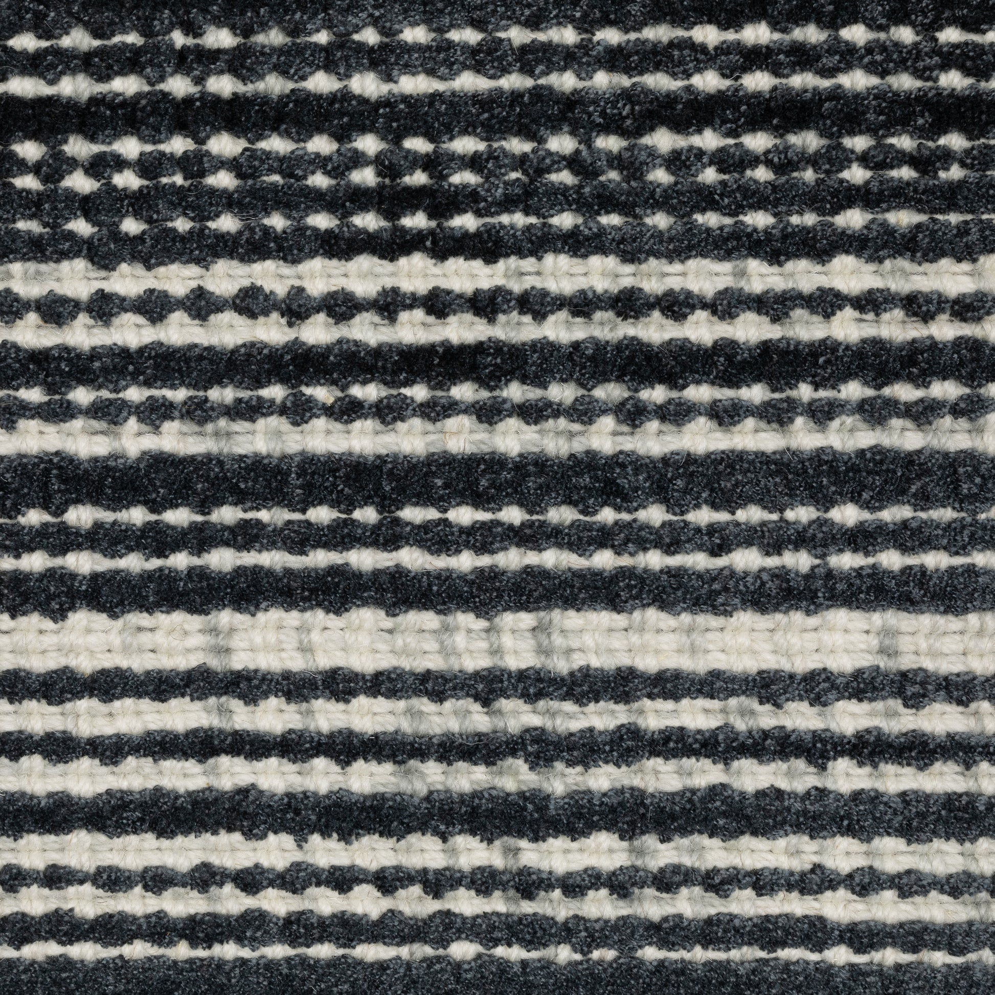 Circa Stripe Black/ Ivory Mixed Pile Rug