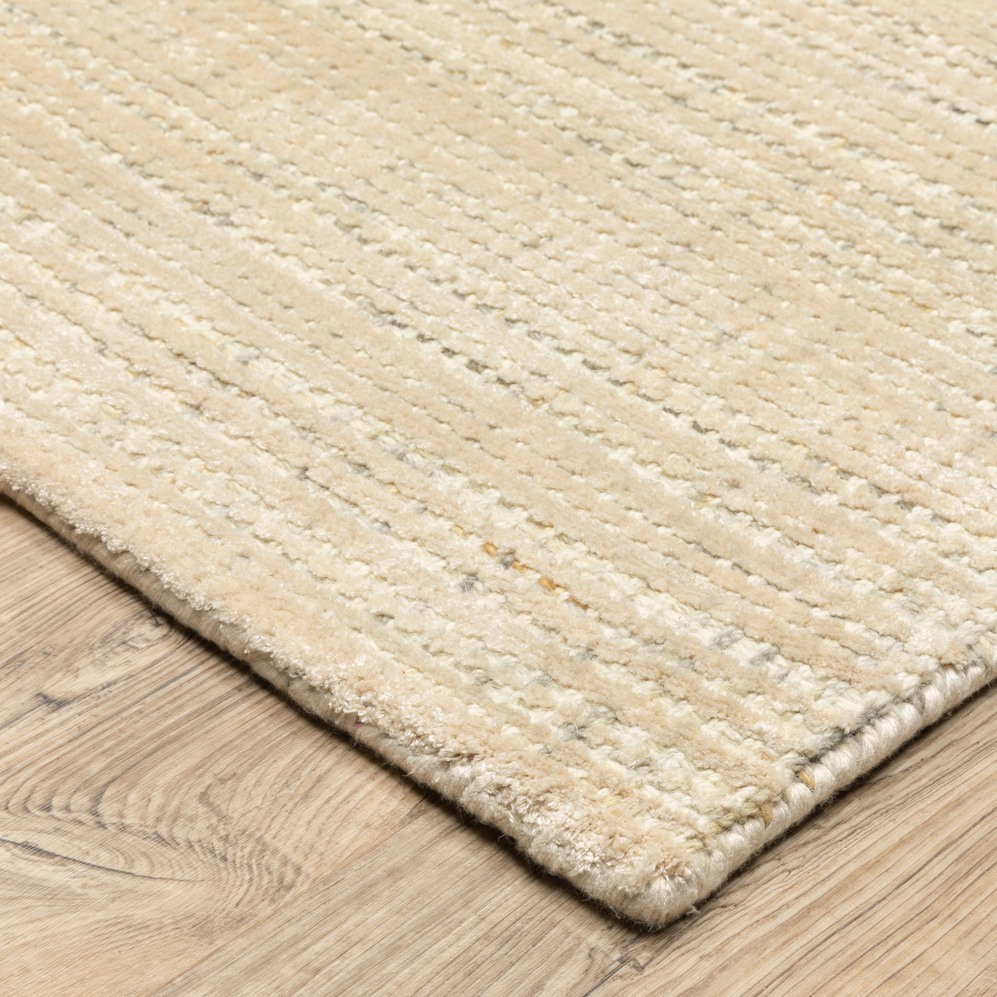 Circa Stripe Beige/ Ivory Mixed Pile Rug
