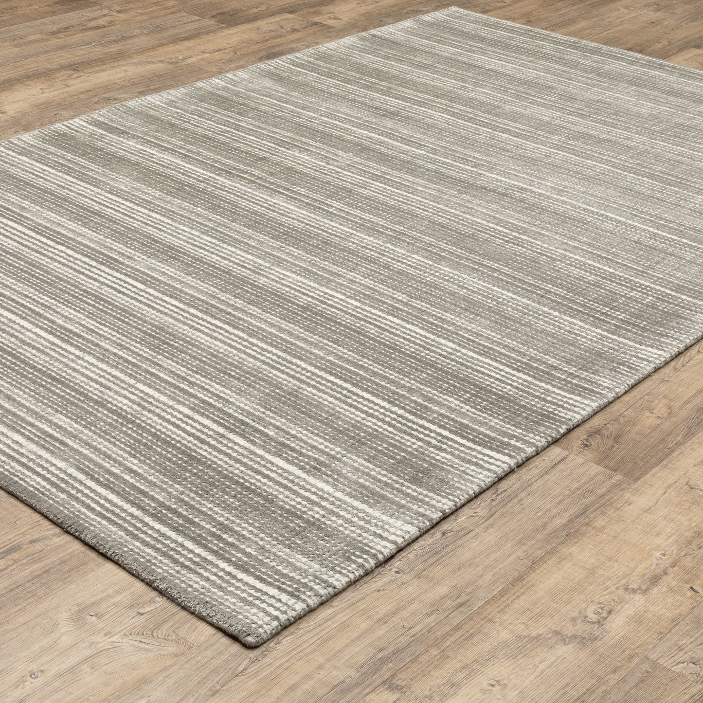 Circa Stripe Grey/ Ivory Mixed Pile Rug