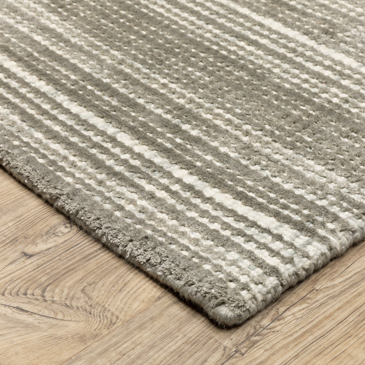 Circa Stripe Grey/ Ivory Mixed Pile Rug
