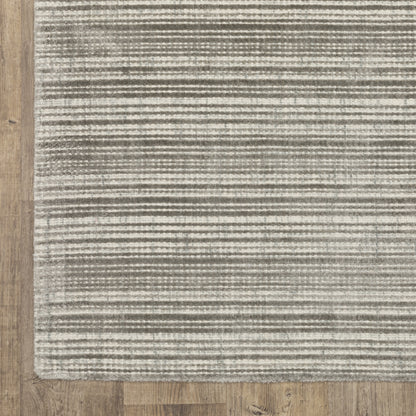 Circa Stripe Grey/ Ivory Mixed Pile Rug