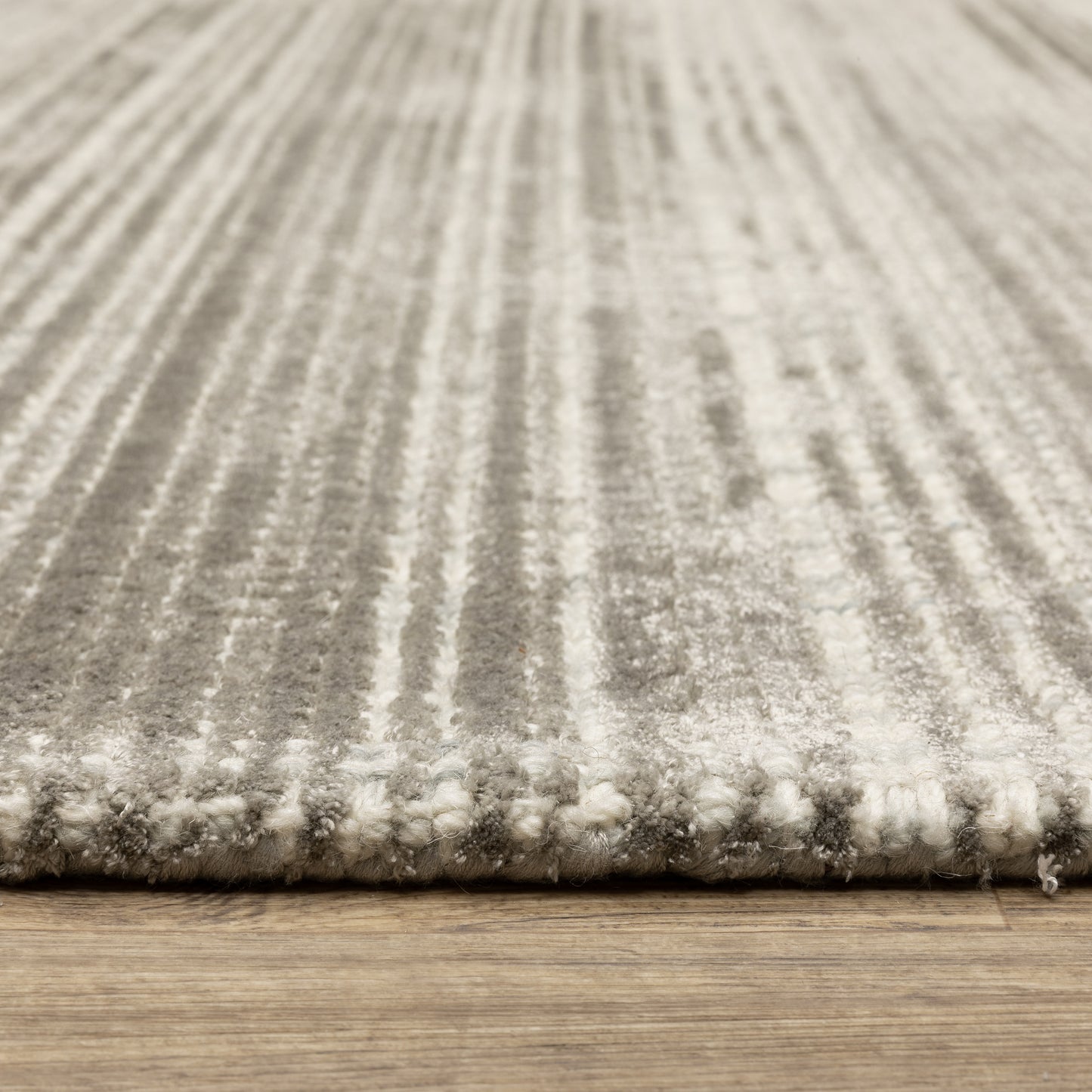 Circa Stripe Grey/ Ivory Mixed Pile Rug
