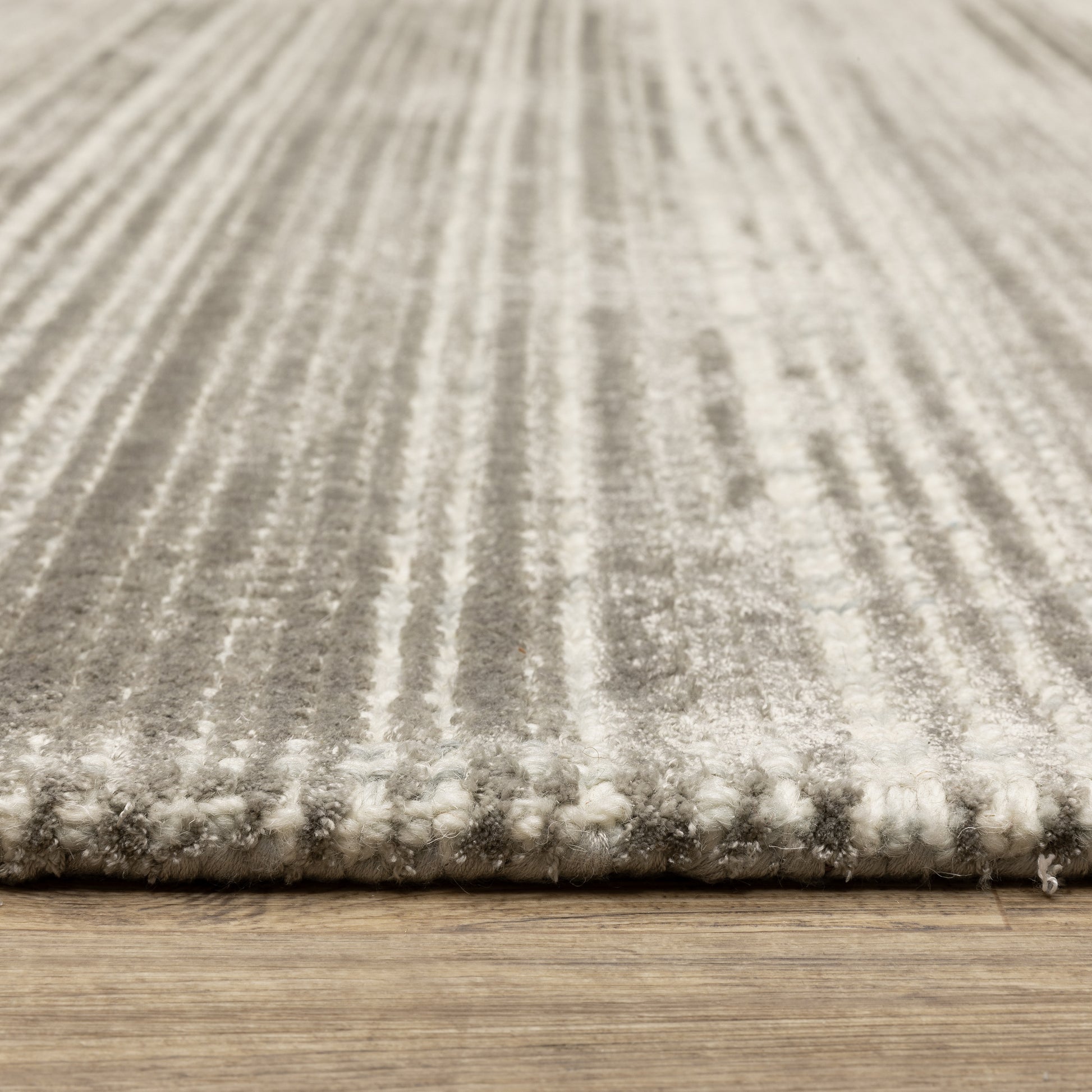 Circa Stripe Grey/ Ivory Mixed Pile Rug