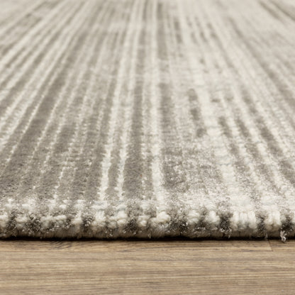 Circa Stripe Grey/ Ivory Mixed Pile Rug