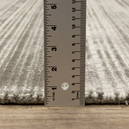 Circa Stripe Grey/ Ivory Mixed Pile Rug