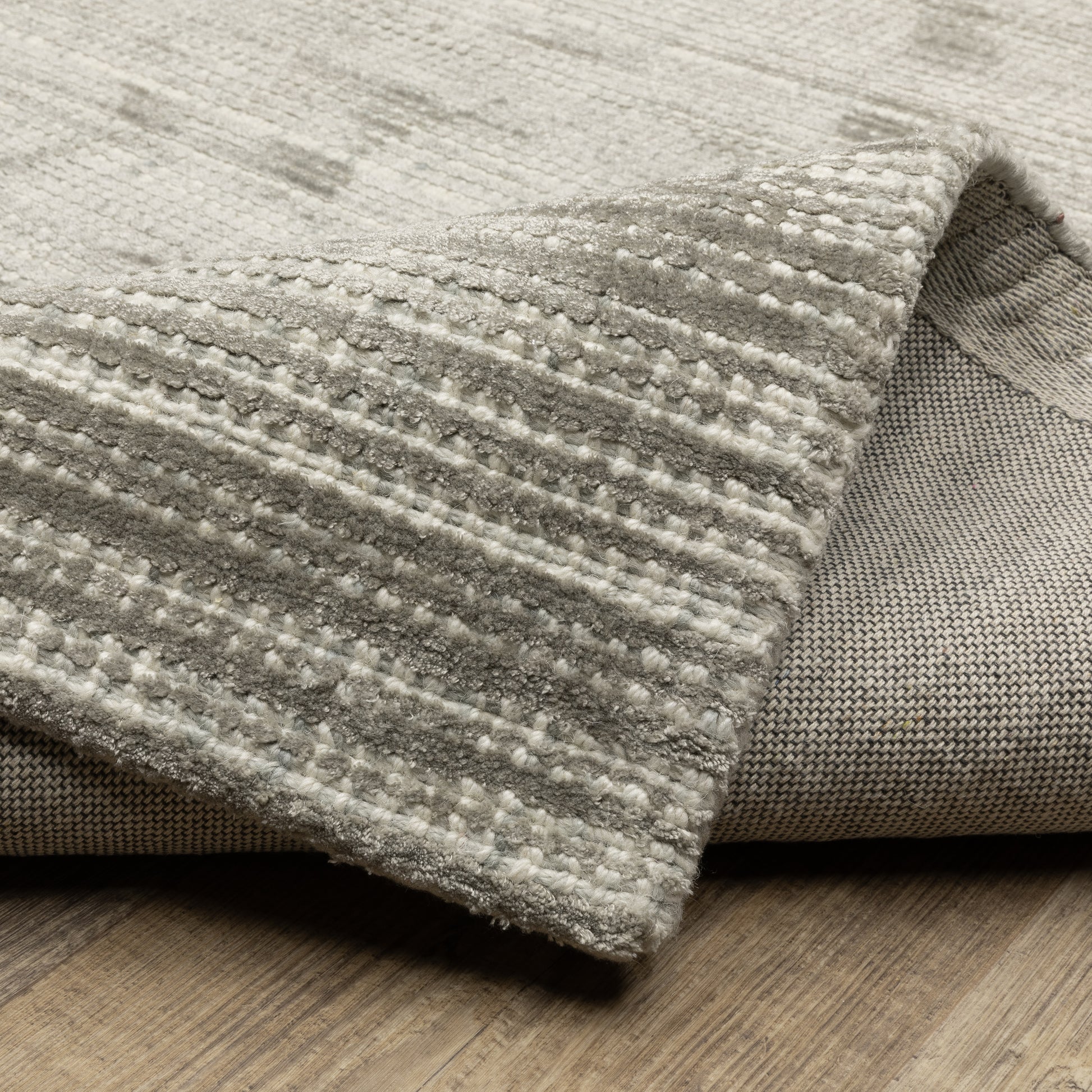Circa Stripe Grey/ Ivory Mixed Pile Rug