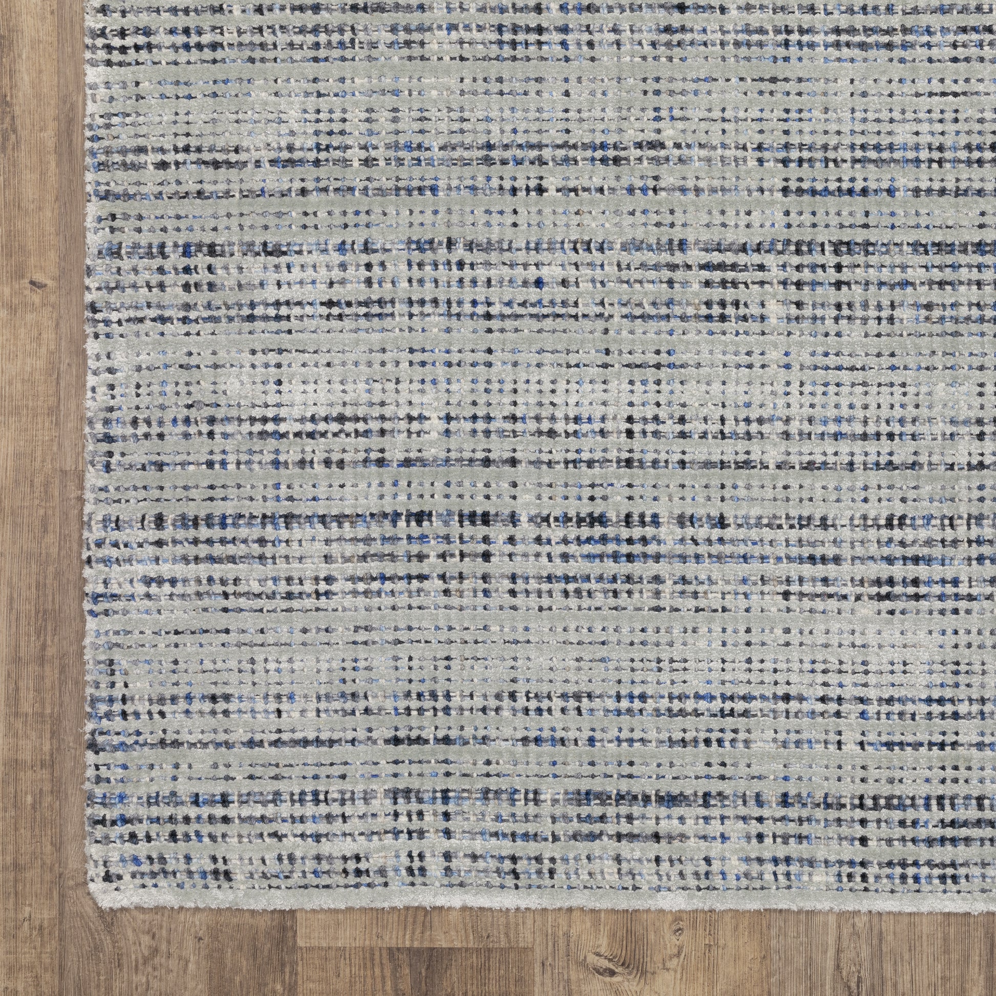Circa Stripe Blue/ Blue Mixed Pile Rug