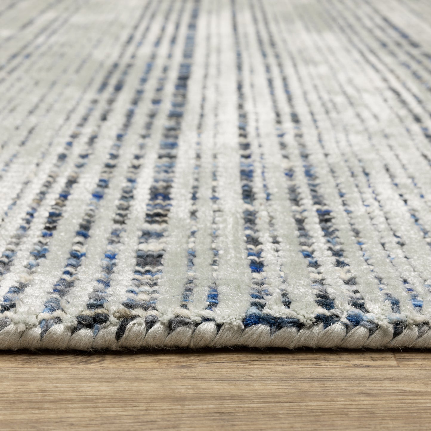 Circa Stripe Blue/ Blue Mixed Pile Rug