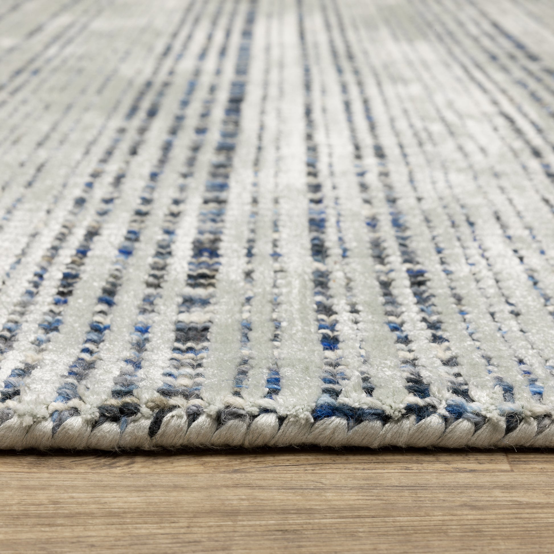 Circa Stripe Blue/ Blue Mixed Pile Rug