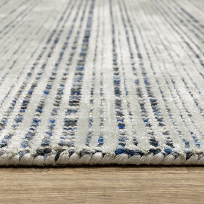 Circa Stripe Blue/ Blue Mixed Pile Rug