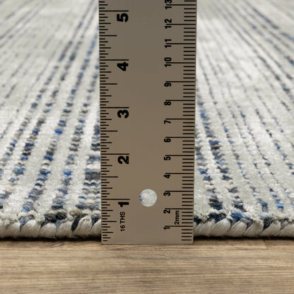 Circa Stripe Blue/ Blue Mixed Pile Rug
