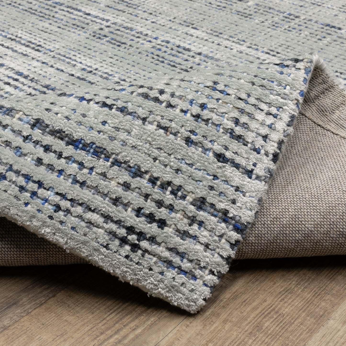 Circa Stripe Blue/ Blue Mixed Pile Rug