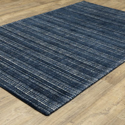 Circa Stripe Navy/ Blue Mixed Pile Rug