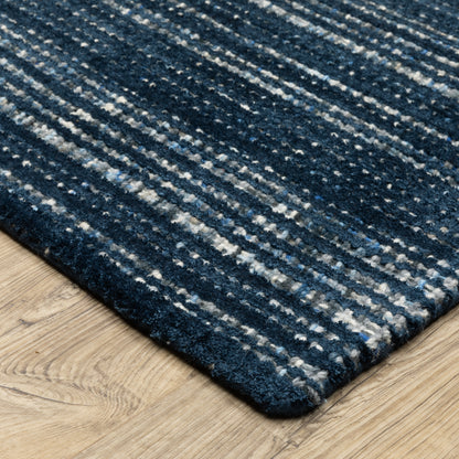 Circa Stripe Navy/ Blue Mixed Pile Rug
