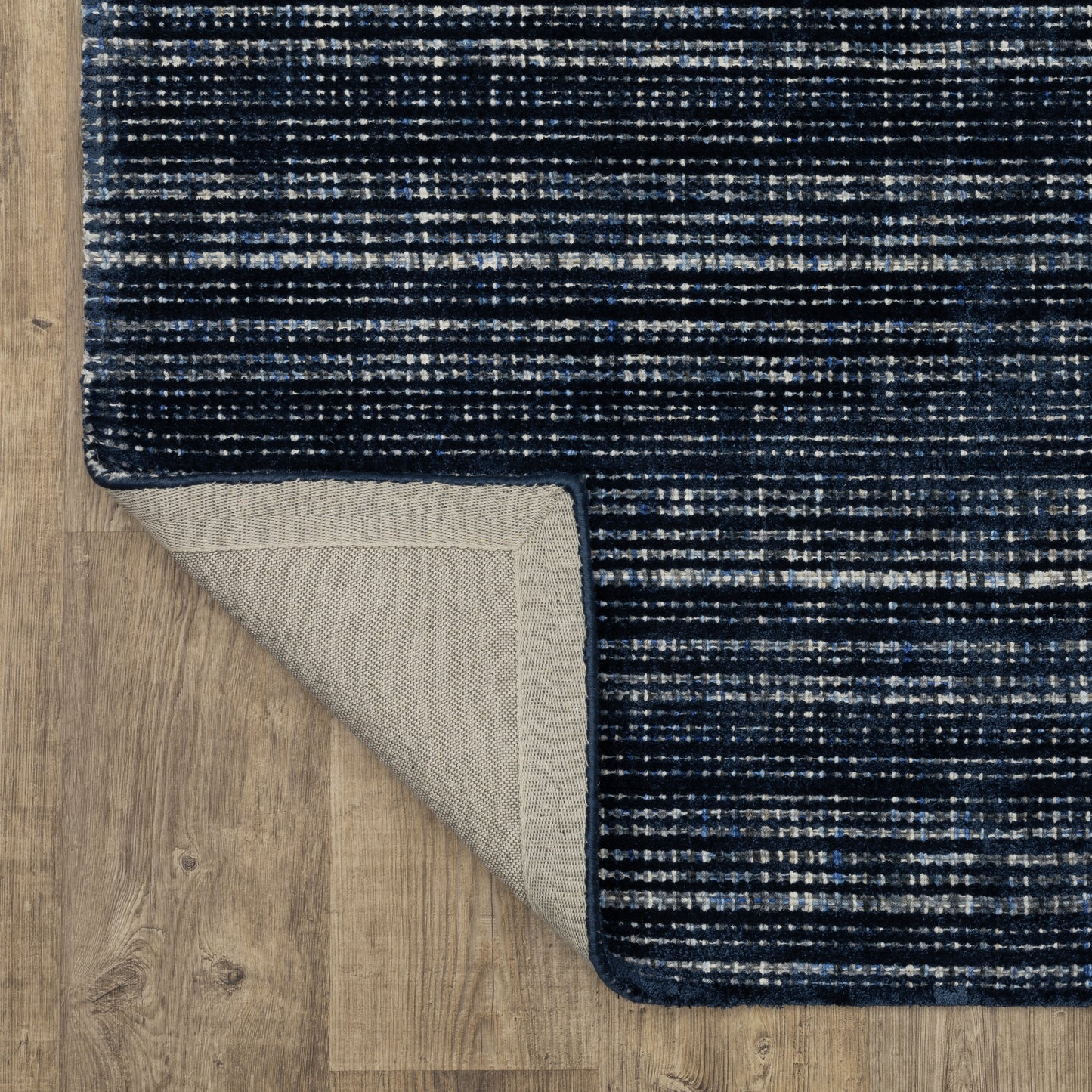 Circa Stripe Navy/ Blue Mixed Pile Rug