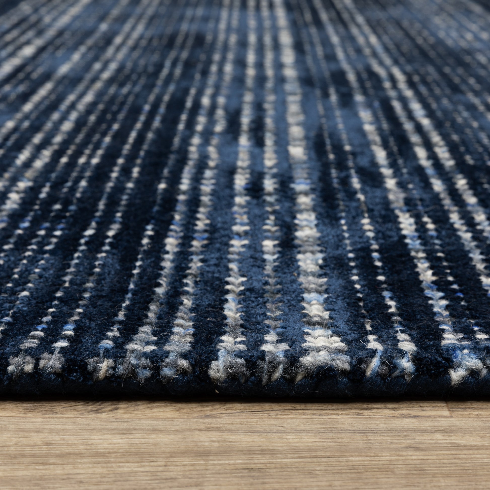 Circa Stripe Navy/ Blue Mixed Pile Rug