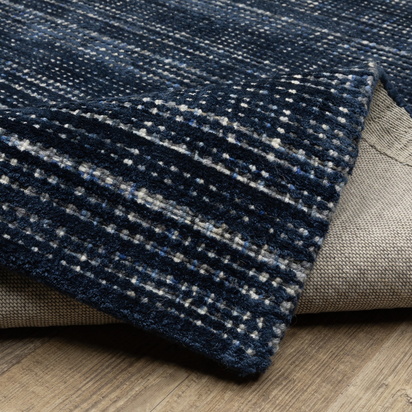 Circa Stripe Navy/ Blue Mixed Pile Rug