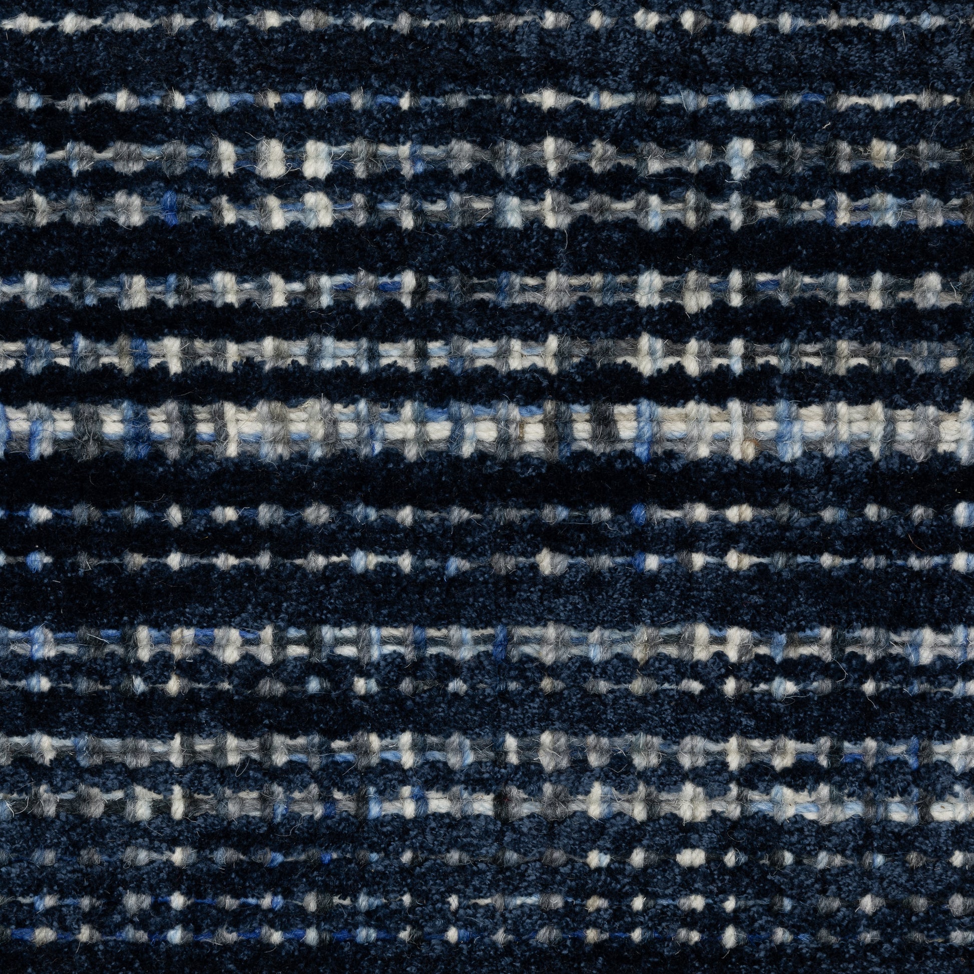 Circa Stripe Navy/ Blue Mixed Pile Rug