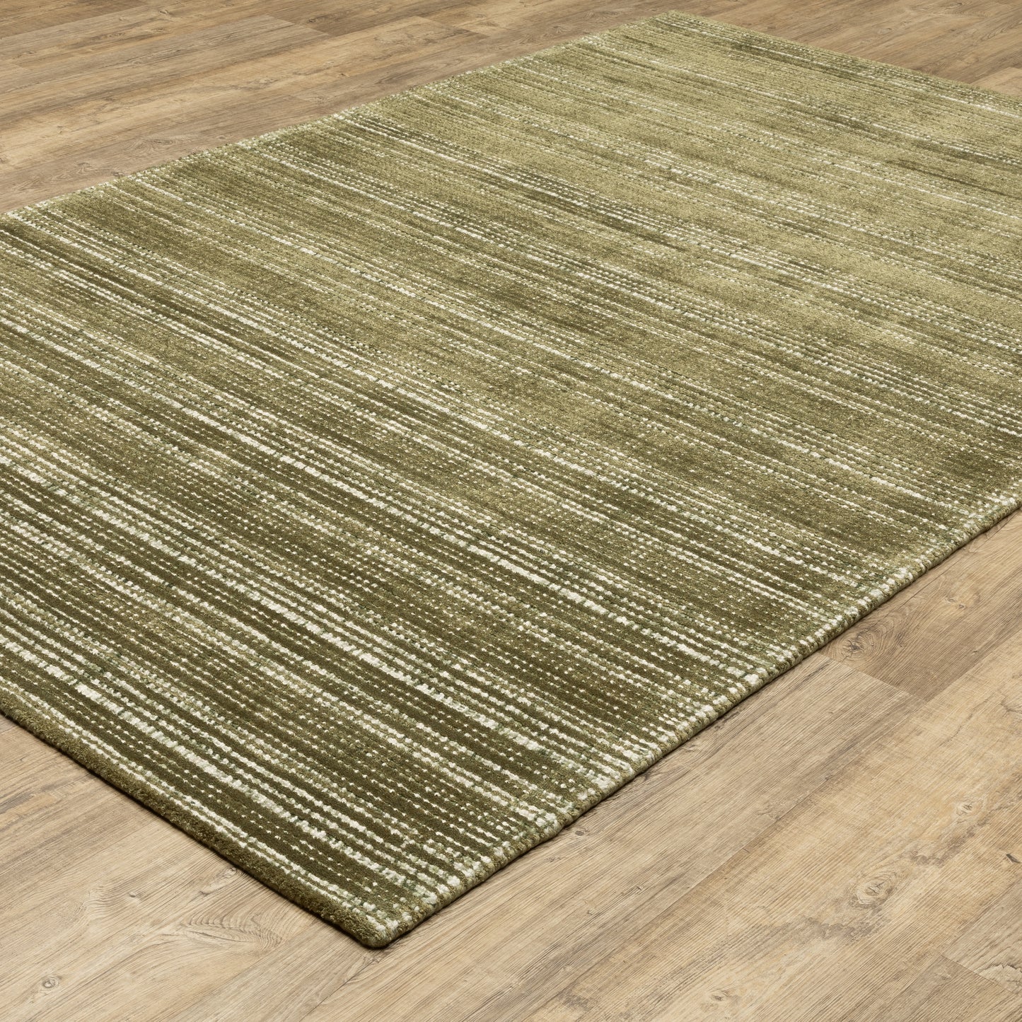 Circa Stripe Green/ Ivory Mixed Pile Rug