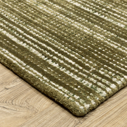 Circa Stripe Green/ Ivory Mixed Pile Rug