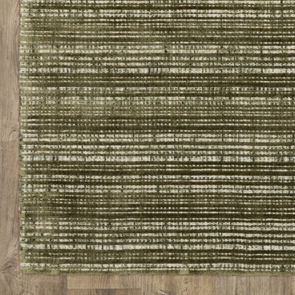 Circa Stripe Green/ Ivory Mixed Pile Rug