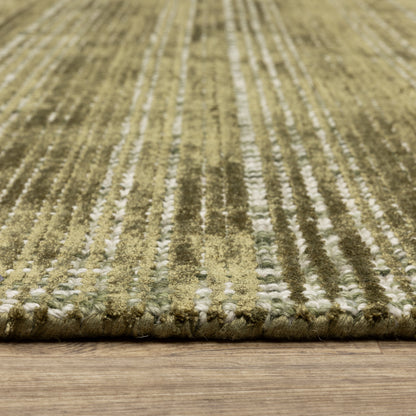 Circa Stripe Green/ Ivory Mixed Pile Rug